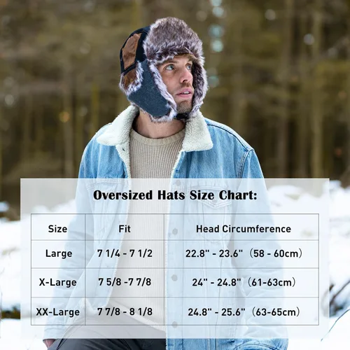 Miniatura 21 de Comhats Gran XL Trapper Trooper Caza Cálido Oído Solapa Rusia Ushanka Invierno Esquí Clima Frío Bombardero Sombreros para Hombres