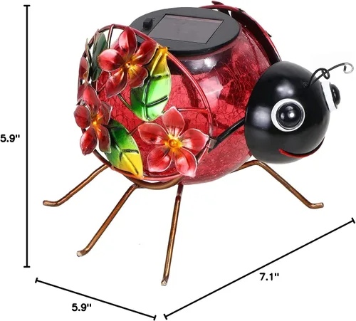 Miniatura 8 de MUMTOP Lámpara Solar, Luces LED Solares Impermeables al Aire Libre, Decorativas, Soporte de Mesa en Forma de Mariquita, para Decoración de Patio