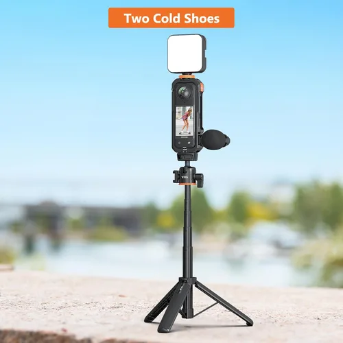 Miniatura 6 de VRIG - Jaula de marco para Insta360 X4, funda protectora de aluminio para Insta360 X4 con cubierta de lente de silicona, zapata fría integrada e