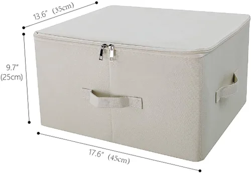 Miniatura 2 de iwill CREATE PRO Paquete de 3 cajas de almacenamiento plegables beige con tapa con cremallera, contenedores organizadores rígidos plegables