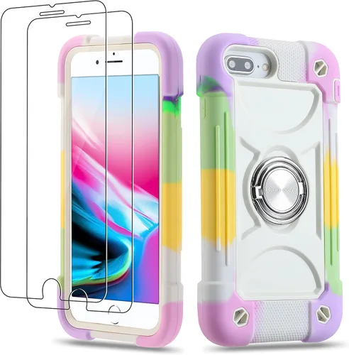 Miniatura 42 de Funda para iPhone Se3/iPhone Se2, iPhone 6/6S, iPhone 7/iPhone 8 de 4.7 pulgadas con soporte de anillo, con 2 protectores de pantalla resistentes