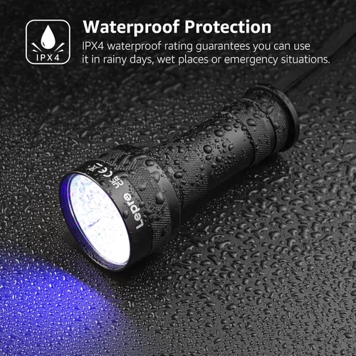 Miniatura 4 de Lepro - Linterna UV de 51 LEDs, luz negra manual, linterna UV con luz negra, detector de 395nm para orina de mascotas, manchas, chinches de cama