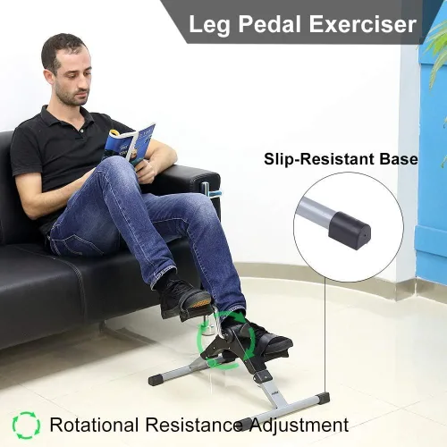 Miniatura 5 de Bicicleta estática plegable para debajo del escritorio, ejercitador de pedal de brazo y pierna portátil