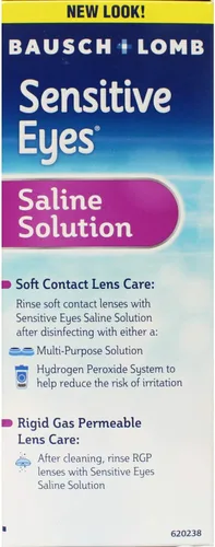 Miniatura 2 de Sensitive Eyes Solución salina de Bausch & Lomb, para lentes de contacto suave y permeables a los gases, solución salina con potasio, 12 onzas