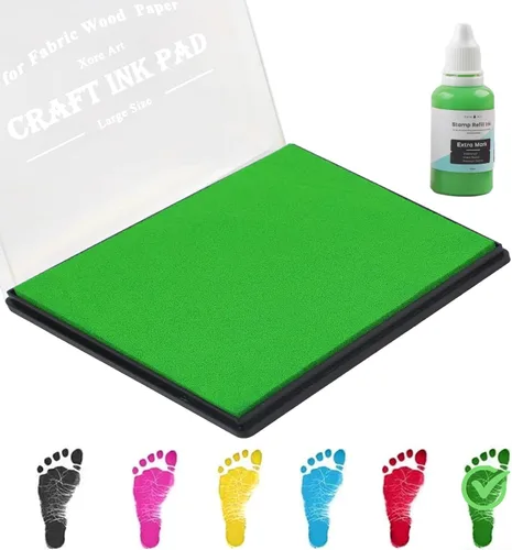 Miniatura 10 de Almohadilla grande de tinta de 5"x4" lavable, almohadilla de tinta para sellos para huella de mano y huella de bebé con recarga premium de tinta