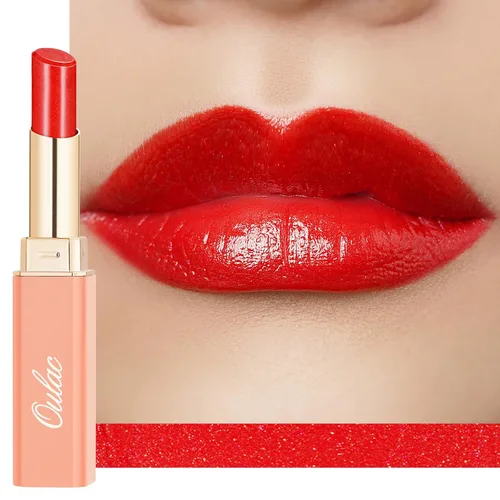 Miniatura 19 de Oulac Lápiz Labial Rosa Hidratante con Brillo - Lápiz Labial Hidratante Bálsamo Labial Tintado Brillante, Acabado Brillante Transparente Jugoso