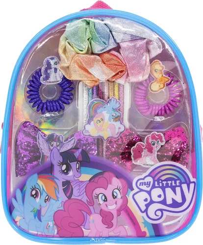 My Little Pony - Mochila Townley Girl Bolsa de regalo de maquillaje cosmético incluye accesorios para el cabello y mochila de PVC transparente para