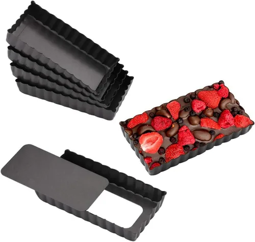 Miniatura 8 de Juego de 6 moldes antiadherentes para quiche en forma de corazón de 4 pulgadas con parte inferior extraíble para tartas, utensilios de quiche