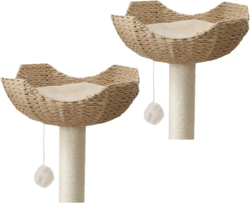 Miniatura 11 de SHENGOCASE Paquete de 2 accesorios de repuesto para árbol de torre de gato, cesta de mimbre tejida a mano con cojín suave