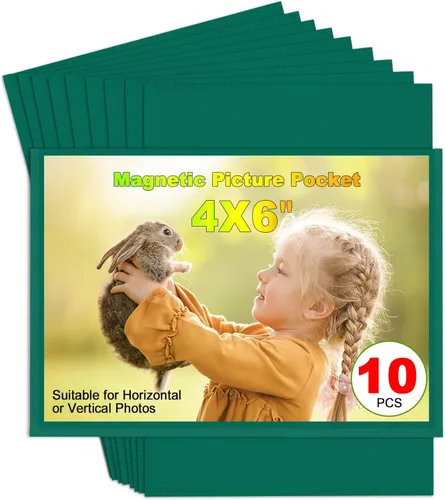 Miniatura 24 de Marco de Fotos Magnético Negro CHUNNIAO 4X6 para Refrigerador, Fundas de Imanes de Fotos Negro 4X6" 10PCS