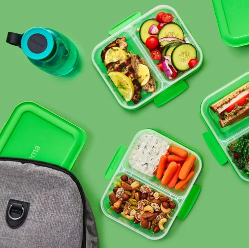 Miniatura 10 de Sistema Nest It - Recipientes de almacenamiento de alimentos para preparación de comidas con tapas, 2 compartimentos, 3.7 tazas, plástico, paquete
