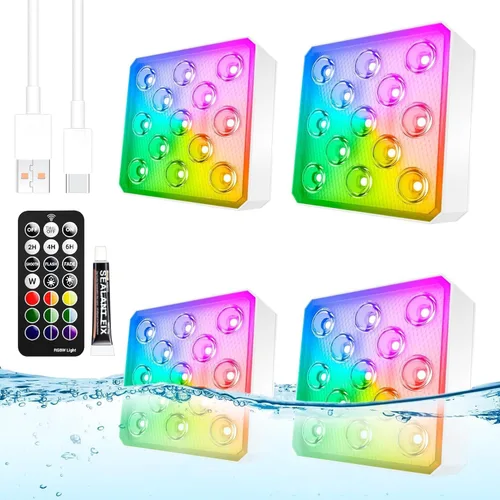 Miniatura 9 de LOFTEK Luces LED sumergibles con control remoto, 13 luces LED recargables para piscina enterrada sobre el suelo, IP68 impermeable 16