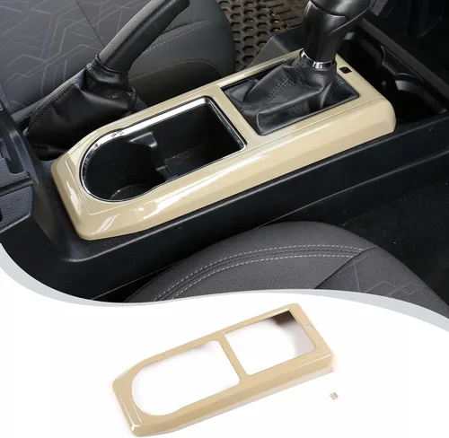 Miniatura 10 de Cubierta de marco de panel de engranajes de consola central compatible con Toyota Tacoma 2016-2023, panel de cambios de automóvil, portavasos, marco