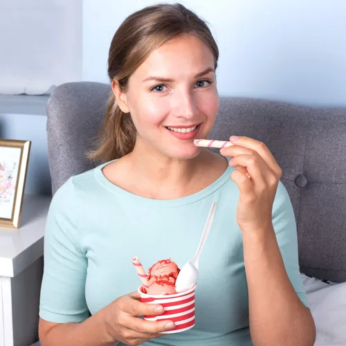 Miniatura 8 de Vasos de helado de papel premium, paquete de 50 tazas desechables de postre de 8 onzas para fiesta de yogur helado caliente y frío, 8 onzas