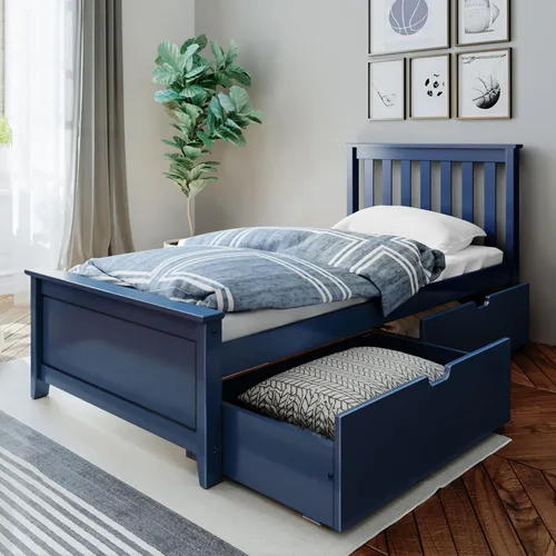 Miniatura 23 de Max & Lily - Cama individual, base de cama con cabecero para niños, listones, color blanco.