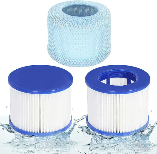 Cartuchos de filtro para bañera de hidromasaje con cubiertas protectoras de malla – Compatible con RELXTIME, ALEKO, Wejoy, Aquaspa – Filtros de