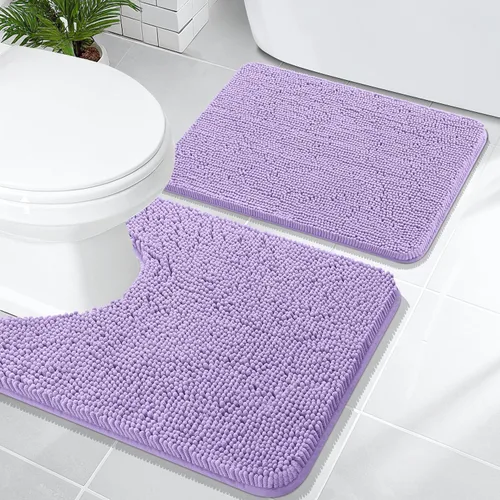 Miniatura 207 de OLANLY Juego de alfombras de baño de 2 piezas, alfombras de baño de chenilla suave y absorbente y alfombra de contorno en forma de U para inodoro