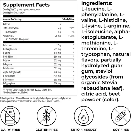 Miniatura 2 de Reignite Wellness by JJ Virgin Amino Power Powder Aminoácidos esenciales de fácil absorción con alfa-cetoglutarato Entrenamiento, músculos