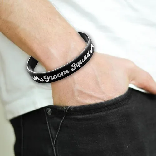 Miniatura 8 de PartyGifts&beyond Pulseras de regalo de despedida de soltero, regalo de propuesta de padrinos de boda, 7 pulseras de silicona para novios de boda