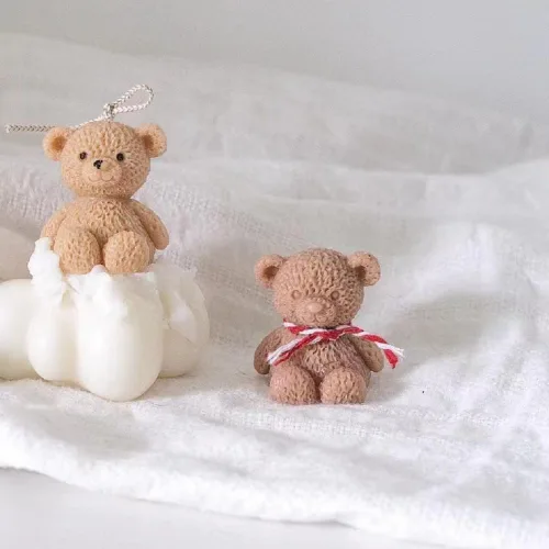 Miniatura 3 de Lindo juego de velas de oso de dibujos animados, molde de silicona para jabón, cera de soja, resina epoxi, manualidades, fiestas, cenas, decoración