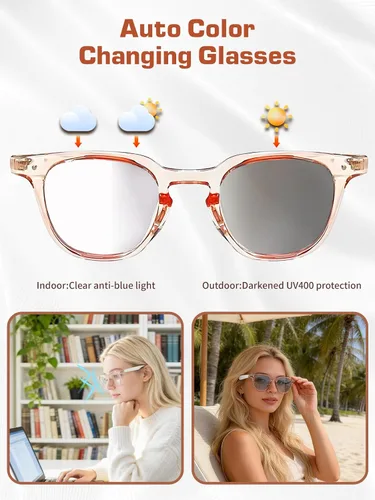 Miniatura 2 de Gafas Bluetooth para mujeres y hombres con Bluetooth 5.4, gafas de traducción con bloqueo de luz azul y lentes de cambio de color, asistente de voz