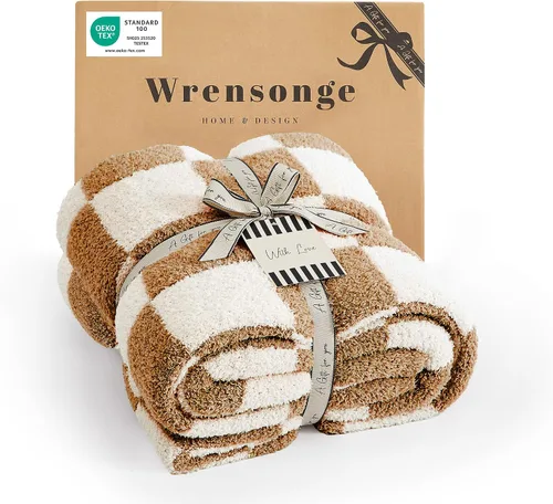 Miniatura 54 de WRENGONGE - Manta a rayas de color caqui, suave, acogedora, mullida, cálida, para sillón, sofá, cama o viajes, ligera, 50 x 70 pulgadas, regalo