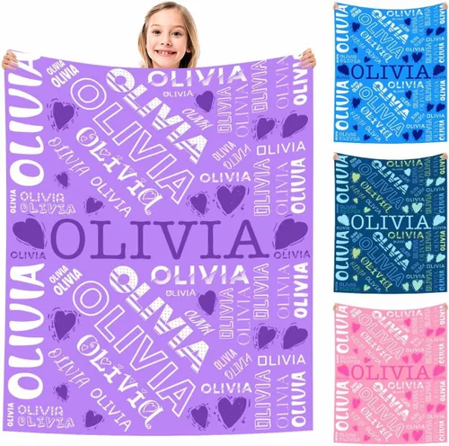 Miniatura 17 de MyPupSocks Manta Decorativa Personalizada con Nombre Personalizado Mantas para Niña Hija Nieta Manta Bonita (7 Tamaños)