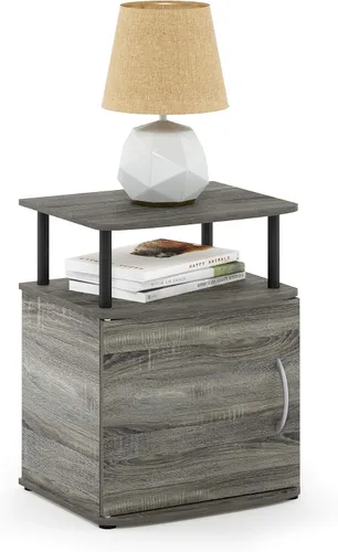 Miniatura 11 de Furinno Jaya - Mesita de noche con puerta, color ámbar y negro