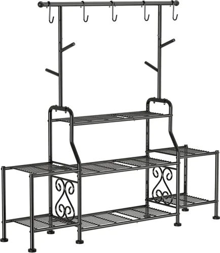 Miniatura 7 de GIOTORENT Soporte alto de metal para plantas de 3 niveles para interiores y exteriores, estante resistente para plantas para jardín, patio, balcón