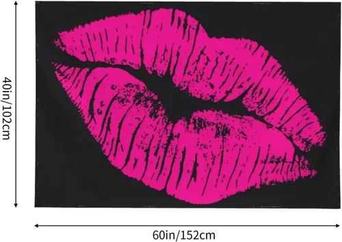 Miniatura 3 de KOSUES Tapiz de labios de beso rosa intenso de los 80 para colgar en la pared, fondo de pared para habitación, póster de arte estético