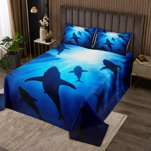 Miniatura 34 de Erosebridal Juego de colcha náutica, juego de edredón de lancha de vela, faro, acuarela con temática oceánica, juego de ropa de cama de verano