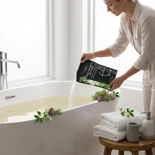 Miniatura 5 de Sal de baño calmante del Mar Muerto en remojo con 21 minerales, relajante, desintoxicante y nutritivo para la piel, 14 onzas, infundida con aceites