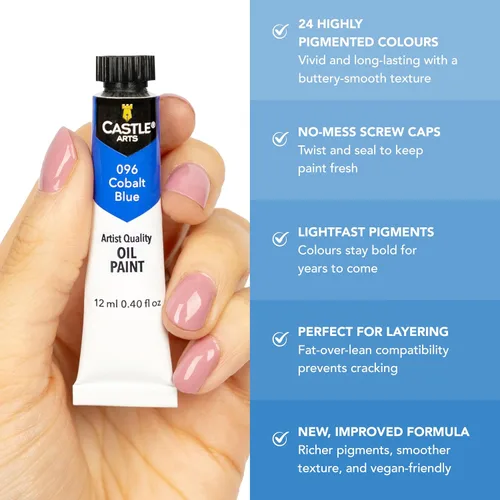 Miniatura 2 de Castle Art Supplies 24 X 12ml Juego de Pintura al Óleo Gran Juego de Valor para Artistas Adultos, Principiantes y Avanzados Variedad Vibrante