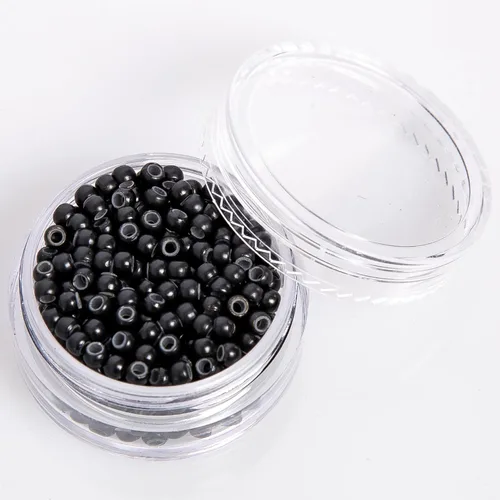 Miniatura 10 de 500 cuentas de extensión de cabello con micro anillo con forro de nano silicona para extensiones de cabello humano con punta nano de Negro