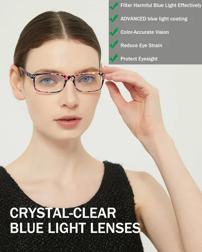 Miniatura 9 de Lentes de lectura para mujer, elegantes lectores con bloqueo de luz azul, anteojos para mujer, anteojos de computadora de moda Azul/Verde/Negro/Rojo