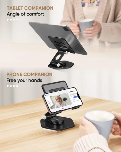 Miniatura 6 de Soporte Plegable de Aluminio para Tableta para Escritorio, Soporte Giratorio de 360° para iPad y Tableta – Soporte de Escritorio Portátil y Estable