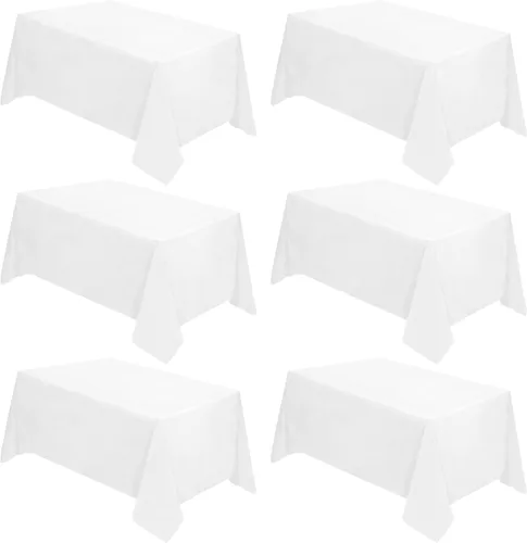 Miniatura 60 de Fixwal Paquete de 2 manteles rectangulares negros de 60 x 102 pulgadas, reutilizables, resistentes, lavables, para mesas de 6 pies, bodas, fiestas