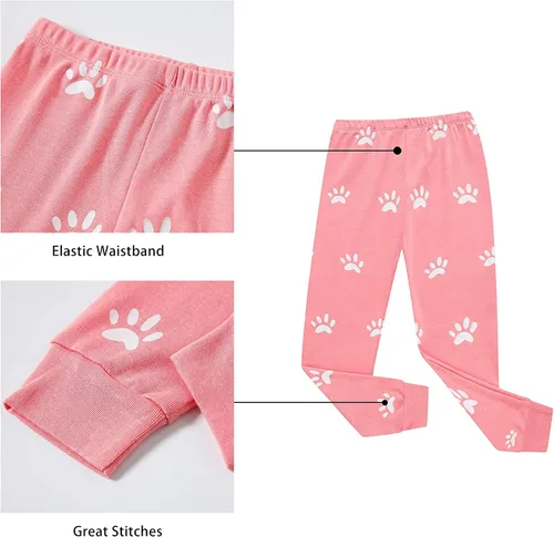 Miniatura 5 de KikizYe Conjunto de pijamas de manga larga para niñas pequeñas, 100% algodón