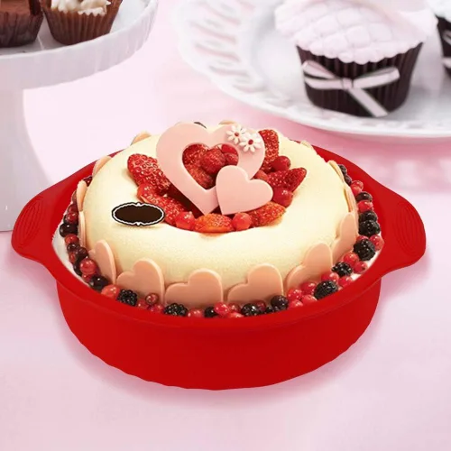 Miniatura 2 de Demeras Molde para hornear pastel de 9 pulgadas de silicona para pastel de queso (rojo)
