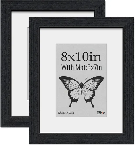 Miniatura 25 de VCK Portarretratos de 5 x 7, 2 unidades, grano de madera natural, roble negro y vidrio HD, para fotos de 4 x 6 con paspartú o 5 x 7 sin paspartú