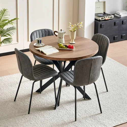 Miniatura 41 de Juego de Mesa de Comedor Redonda de 37 Pulgadas para 4, Moderno Juego de Café de Cocina de Círculo Pequeño para Apartamento, Sala de Estar, Oficina