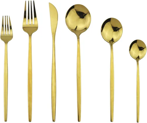 Miniatura 12 de JASHII Juego de cubiertos de acero inoxidable de 24 piezas con acabado brillante para 4 personas, cuchillo de cena, tenedor, cuchara, tenedor