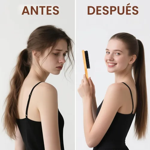 Miniatura 3 de SWEET VIEW Cepillo de cerdas de jabalí para cabello liso y con volumen, antifrizz, cola de caballo elegante, moños y cabello de borde, para peinar
