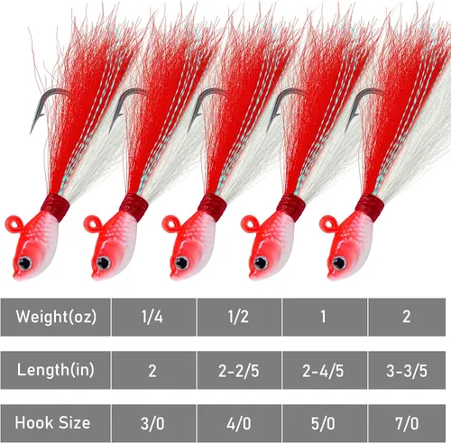 Miniatura 23 de Alwonder Paquete de 5 plantillas de cola de cubo para el cabello, señuelos de pesca de agua salada, pesca de agua dulce, señuelos de pesca de surf