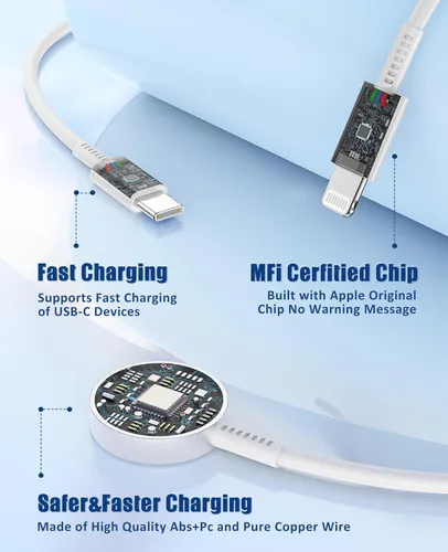 Miniatura 6 de Cargador para Apple Watch de carga rápida, cable de carga múltiple 3 en 1 con cargador USB C de 20 W, cable de carga iWatch de 3 pies para iWatch