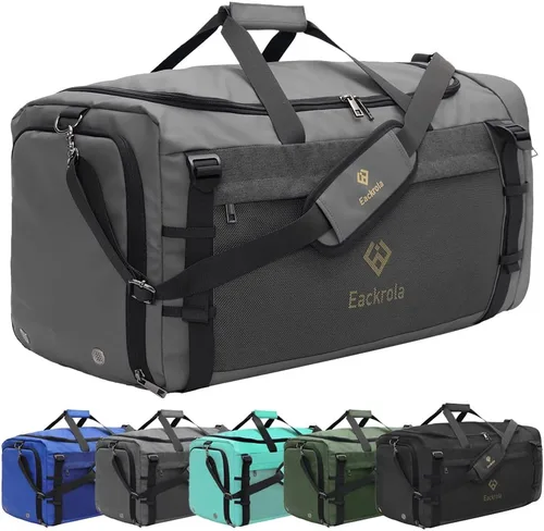 Eackrola Bolsa de deporte grande para gimnasio, bolsa de viaje con bolsillo húmedo y compartimento para zapatos para hombres y mujeres, 65L, ligera