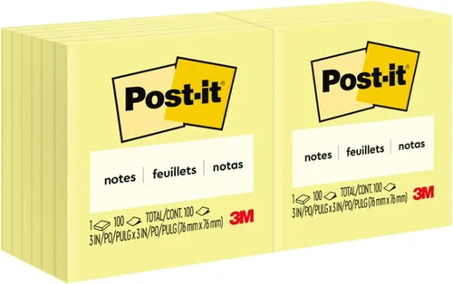 Post-it Notas de 3 x 3 pulgadas, 2 blocs, notas adhesivas favoritas #1 de Estados Unidos, amarillo canario, eliminación limpia, reciclable (654)