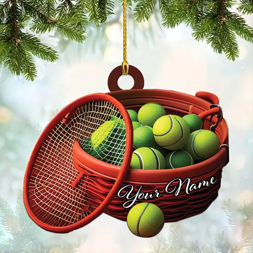 Miniatura 13 de Adorno plano acrílico personalizado para niña, jugador de tenis, regalo para amantes del tenis, jugador de tenis, adorno de Navidad para árbol