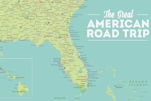 Miniatura 4 de Best Maps Ever Póster de trazado de carreteras y viajes de Estados Unidos, 24 x 36 pulgadas, verde y aguamarina