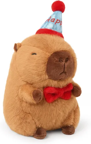Miniatura 13 de Ditucu Lindo Peluche de Capibara con Sombrero de Cumpleaños Feliz y Lazo, Animal de Peluche Suave, Juguetes de Peluche para Niños, Decoración